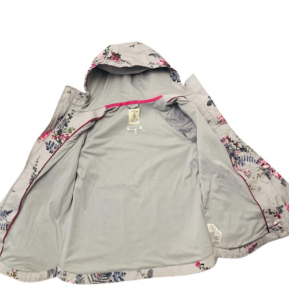 Joules Rightas Rain Gray Floral Rain Jacket NWOT Women’s US8 UK12 - Picture 2 of 11
